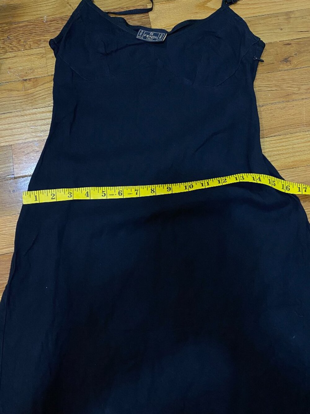 FENDI Jeans VINTAGE 90s Black Cotton Mini Slip Dress, Size IT 44, Fits US Small - Picture 7 of 9